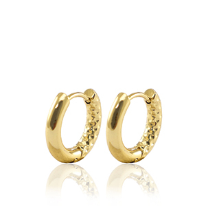 Stainless steel hoop earrings 15 mm Gold, by pair
