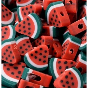Polymeer kralen watermeloen, 5 stuks
