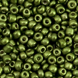 Rocailles 3mm metallic olive green, 15 gram