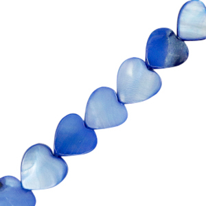 Beads shell heart Royal Blue, per piece