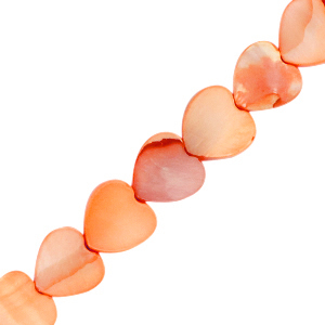 Beads shell heart Mariagold Orange, per piece
