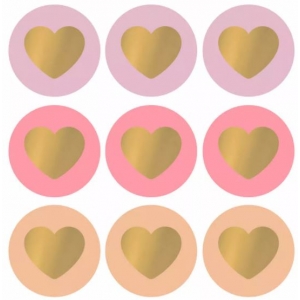 Sticker lovely hearts groot 5cm, 9 stuks