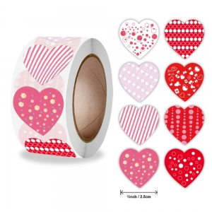 Stickers heart 2.5cm, rol 500 stickers